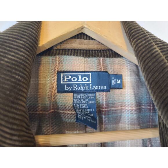Sold! Vintage Polo Ralph Lauren Men Brown Corduroy Leather Norfolk Jacket Medium - Picture 6 of 8